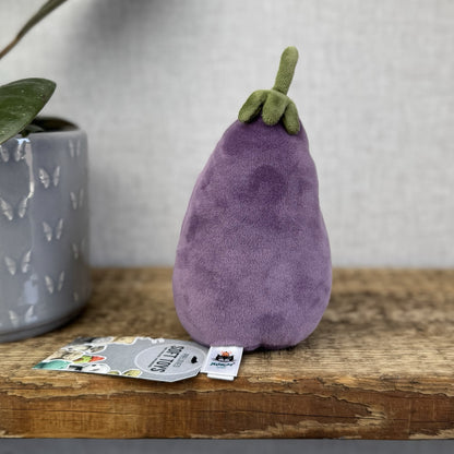 Jellycat Vivacious Aubergine - Small Purple Velour Beanie Vegetable Play 7"