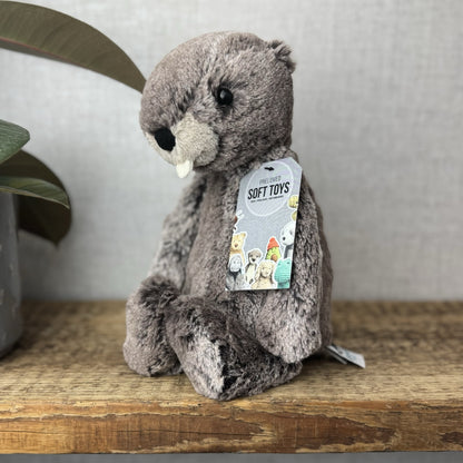 Jellycat Medium Bashful Marmot - Woodland Grey/brown Mix Cottontail Plush 12”