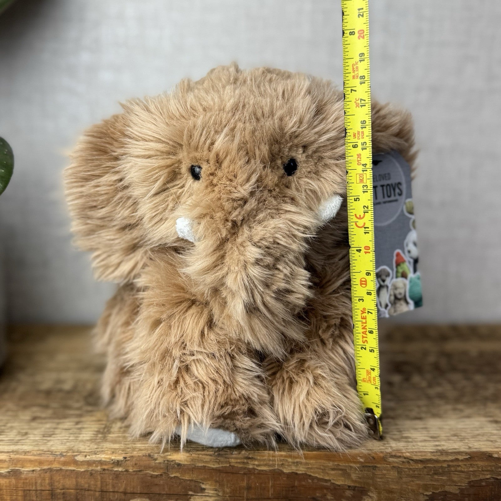 The Little White Company - Monty Mammoth - Fluffy Mammoth Soft Toy Beanie 7"