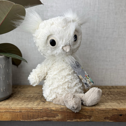 Jellycat Dapperdots Owl - Cream Fluffy Owl Big Eyed Textured Owl Beanie 12”