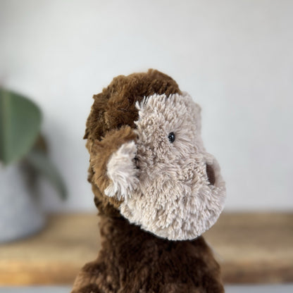 Jellycat Medium Skiffles Monkey - Vintage Textured Beanie Monkey Soft Toy 16"