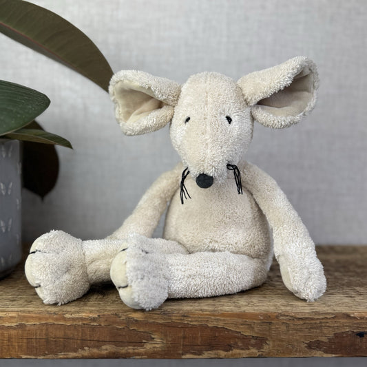 Jellycat Small Slackajack Mouse - White Textured Mouse Beanie Retired Tags 12"