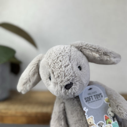 Jellycat Nibs Bunny - Retired Grey Beanie Rabbit - Big Feet Lop Eared 9"