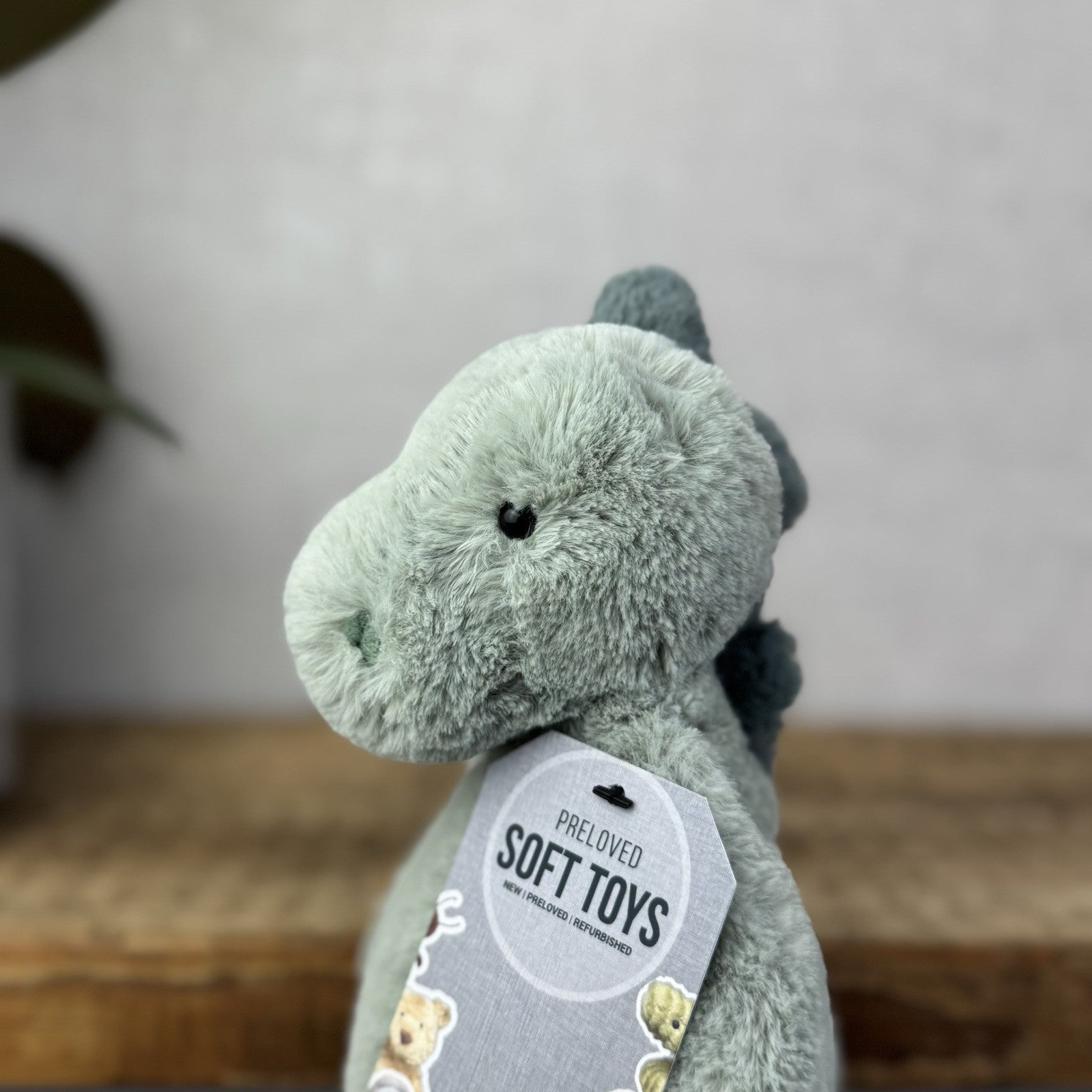 Jellycat Small Puffles Dinosaur - Small Light Green Super Soft Dinosaur Plush 9"