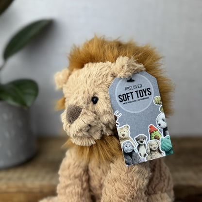 Jellycat Medium Fuddlewuddle Lion - Textured Sitting Lion Beanie Soft Toy 9”