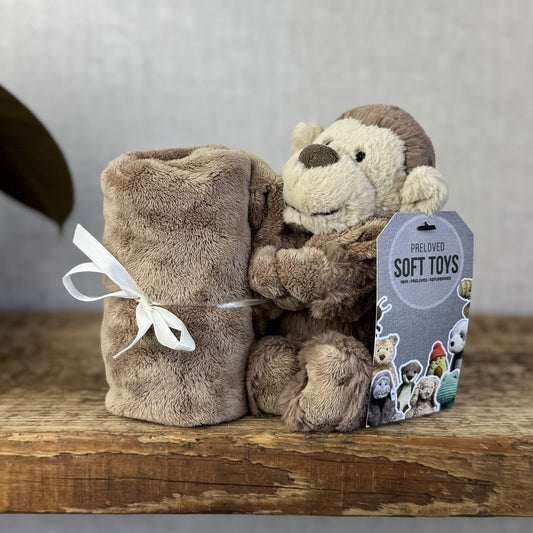Jellycat Bashful Monkey Soother - Monkey Comforter Blanket Brown Baby Gift NWOT