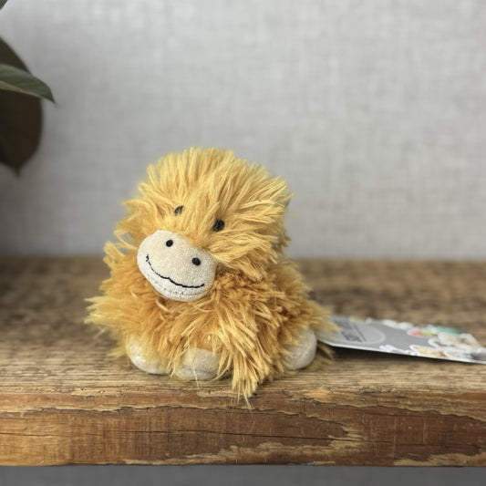 Jellycat Tiny Truffles Highland Cow - Tiny Orange Fluffy Cow Mini Beanie Toy 4”