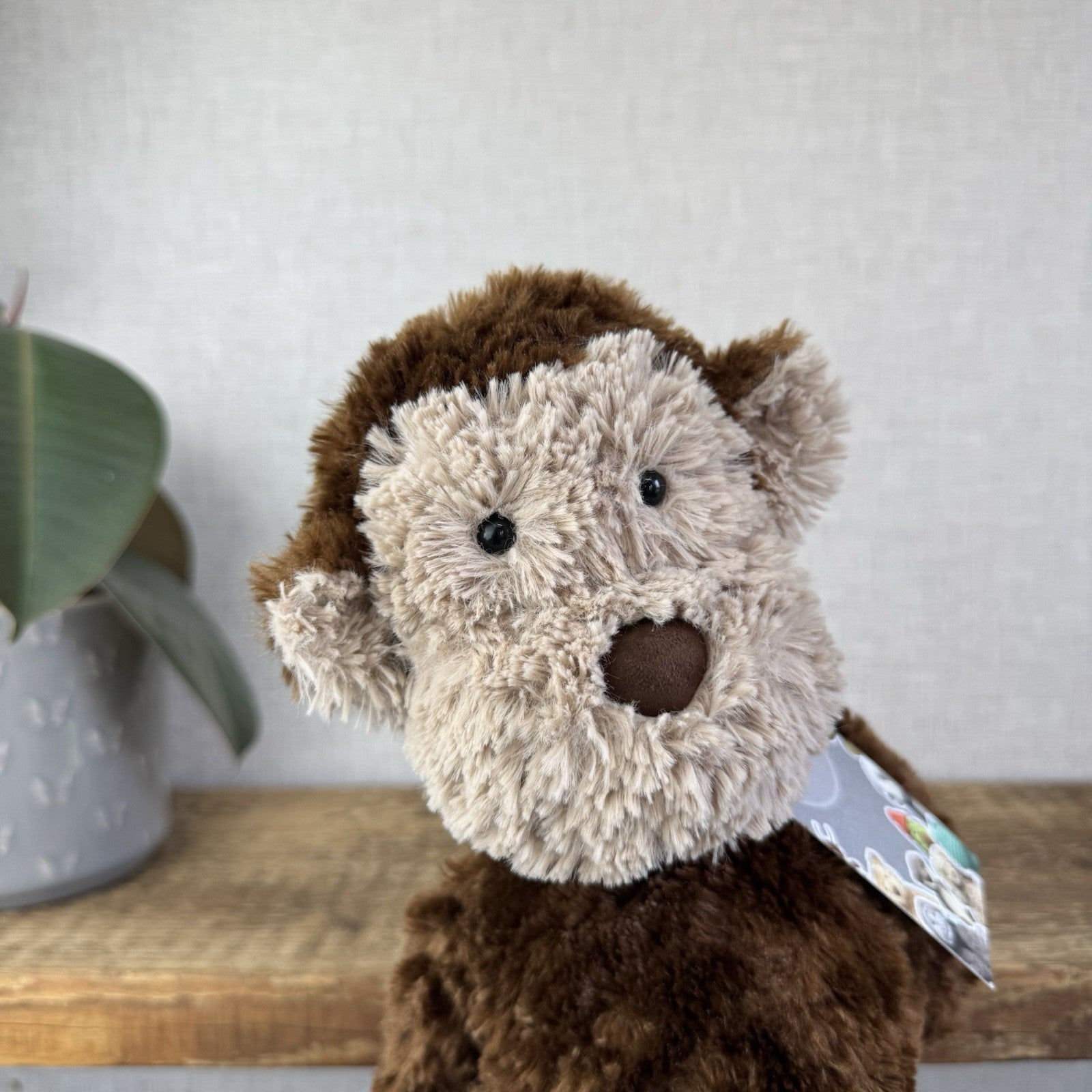 Jellycat Medium Skiffles Monkey - Vintage Textured Beanie Monkey Soft Toy 16"