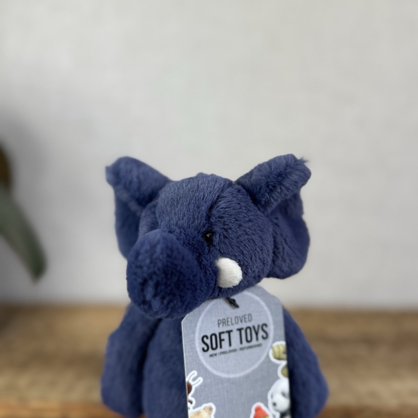 Jellycat Small Bashful Navy Elephant - Bashful Elephant Navy With Tusks NWOT 8"