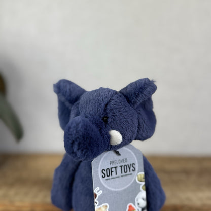 Jellycat Small Bashful Navy Elephant - Bashful Elephant Navy With Tusks NWOT 8"