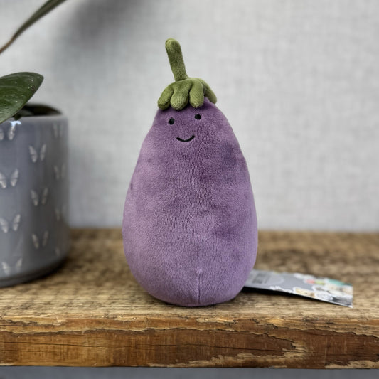 Jellycat Vivacious Aubergine - Small Purple Velour Beanie Vegetable Play 7"