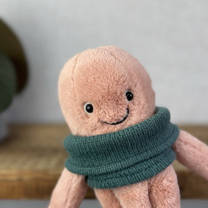 Jellycat Cozy Crew Octopus - Peach Octopus Beanie In A Jumper Cute Retired  5"