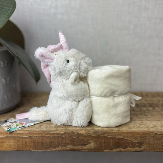 Jellycat Bashful Unicorn Baby Comforter Soother Soft Toy Plush White Pink 