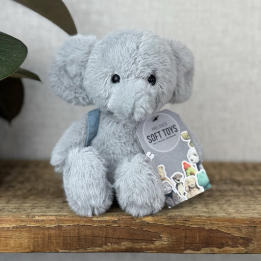 Jellycat Backpack Elephant - Fluffy Grey/Blue Elephant With Rucksack Retired 9”