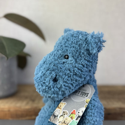 Jellycat Quangle Wangle Hippo - Blue Textured Sitting Hippopotamus Beanie 12"