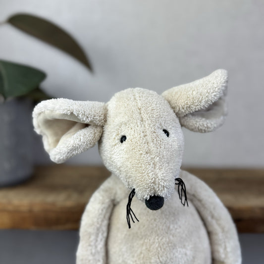 Jellycat Small Slackajack Mouse - White Textured Mouse Beanie Retired Tags 12"