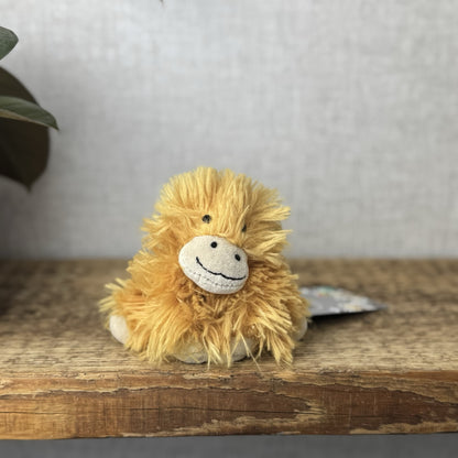 Jellycat Tiny Truffles Highland Cow - Tiny Orange Fluffy Cow Mini Beanie Toy 4”