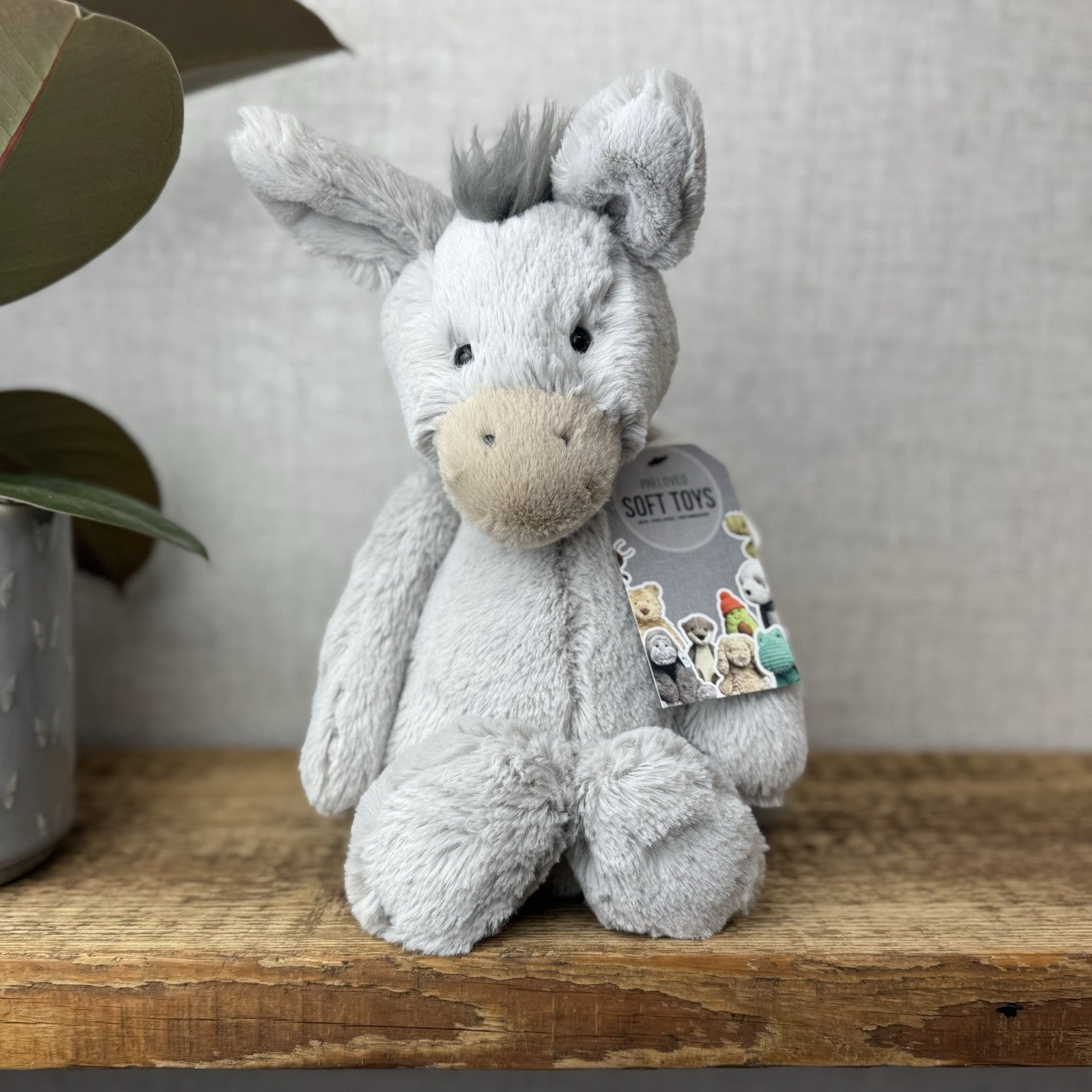 Jellycat Medium Bashful Donkey - Jellycat Donkey - Grey Donkey Beanie 12” (2)