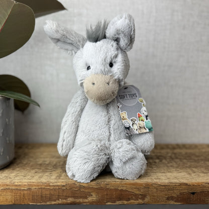 Jellycat Medium Bashful Donkey - Jellycat Donkey - Grey Donkey Beanie 12” (2)