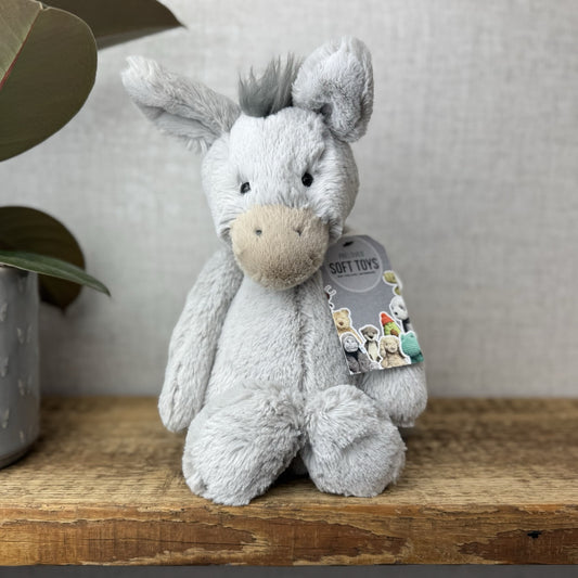 Jellycat Medium Bashful Donkey - Jellycat Donkey - Grey Donkey Beanie 12” (2)