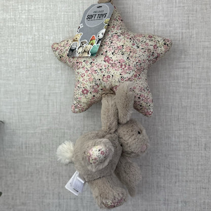 Jellycat Blossom Beau Beige Bunny Rabbit Musical Star Pull Soft Plush Toy NWOT