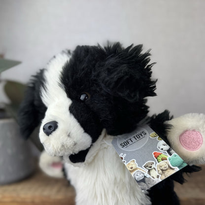 The Puppet Company - Border Collie Dog Long Sleeve Puppet Black Fluffy 14"