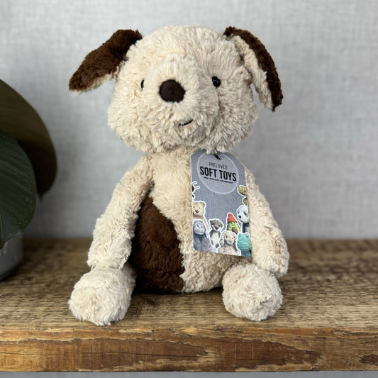 Jellycat Tuffet Dog - Medium Brown Beige Dog Plush Textured Soft Toy Retired 12"