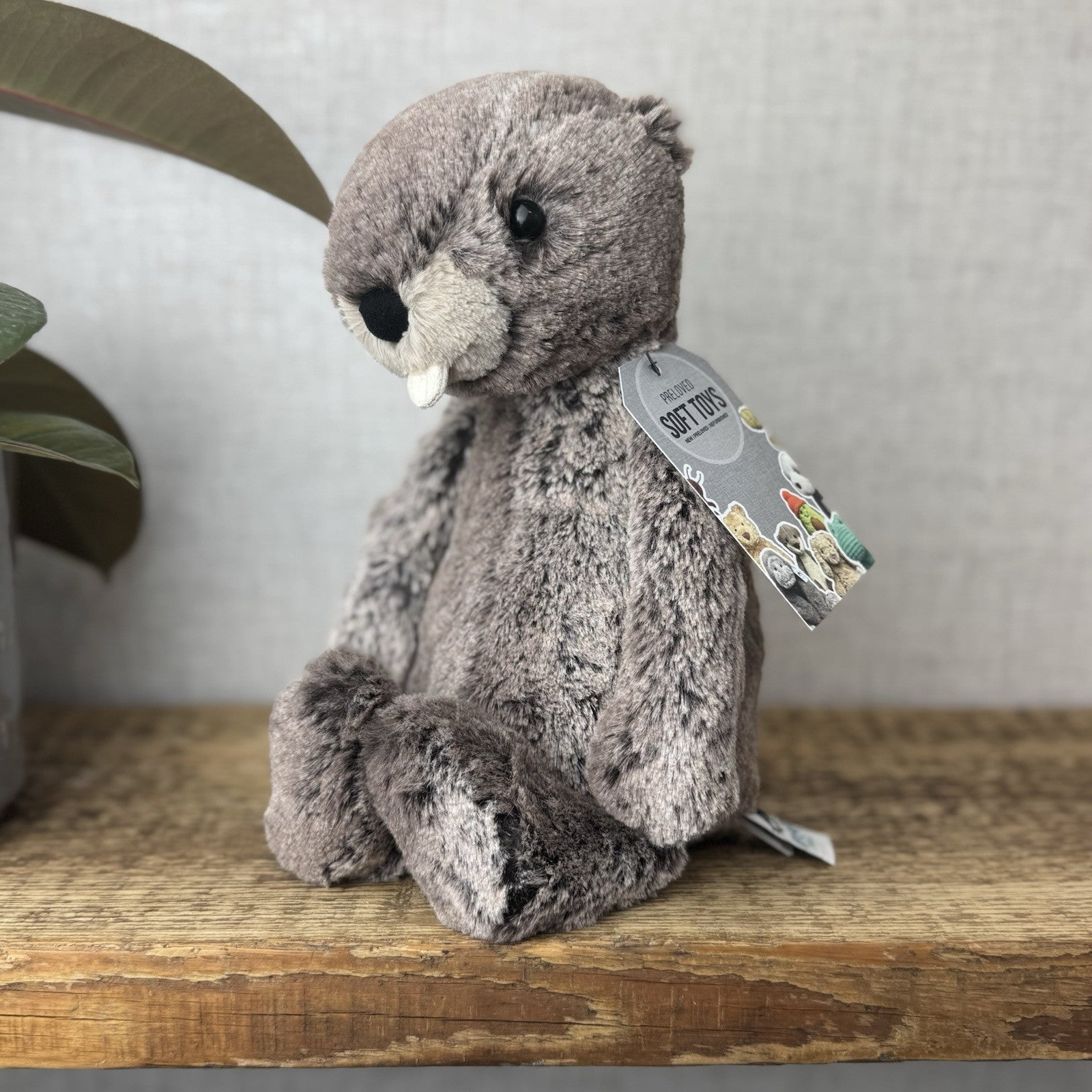 Jellycat Medium Bashful Marmot - Woodland Grey/brown Mix Cottontail Plush 12”