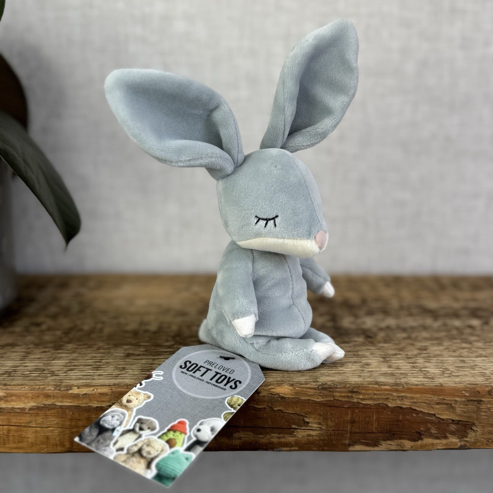 Jellycat Minikin Bunny Rabbit Grey - Tiny Small Velour Bunny Beanie Retired 6"