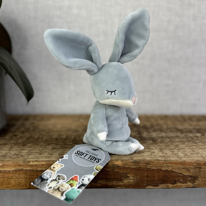 Jellycat Minikin Bunny Rabbit Grey - Tiny Small Velour Bunny Beanie Retired 6"
