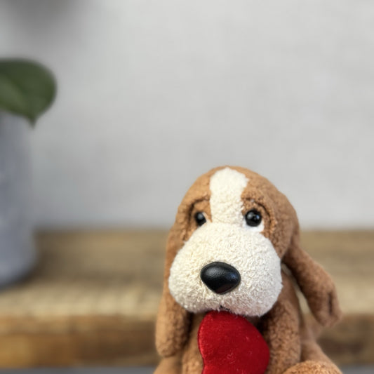 Russ Berrie & Co. Luv Pets Bailey - Floppy Puppy With Heart - Tiny Pocket Pal 4”