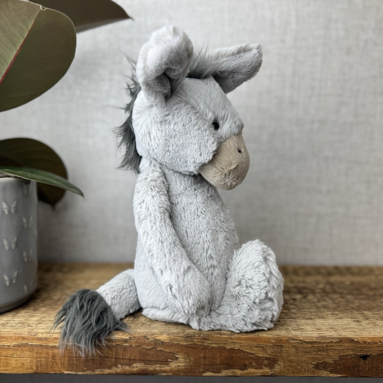 Jellycat Medium Bashful Donkey - Jellycat Donkey - Grey Donkey Beanie 12” (2)