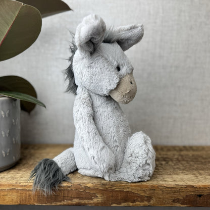 Jellycat Medium Bashful Donkey - Jellycat Donkey - Grey Donkey Beanie 12” (2)