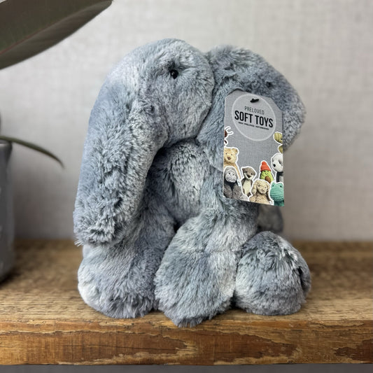 Jellycat Medium Elly Elephant - Grey/Silver Mix Elephant Beanie Super Soft 8”