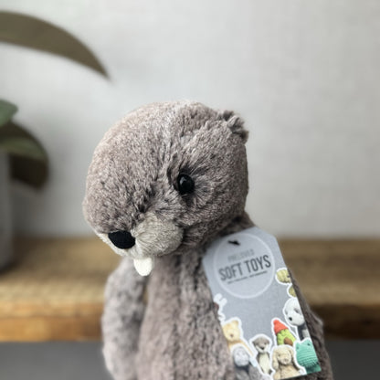Jellycat Medium Bashful Marmot - Woodland Grey/brown Mix Cottontail Plush 12”