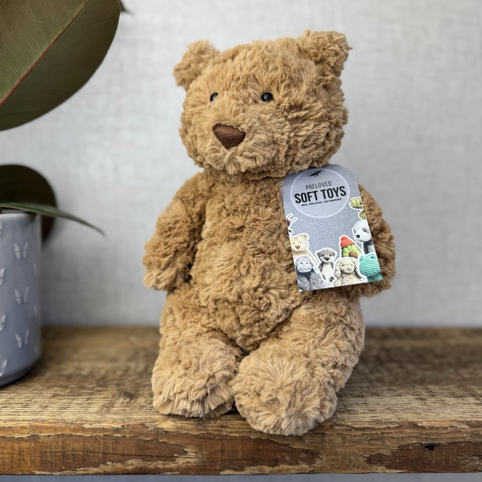 Jellycat Medium Bartholemew Bear - Jellycat Textured Tan Sitting Bear Plush 12"