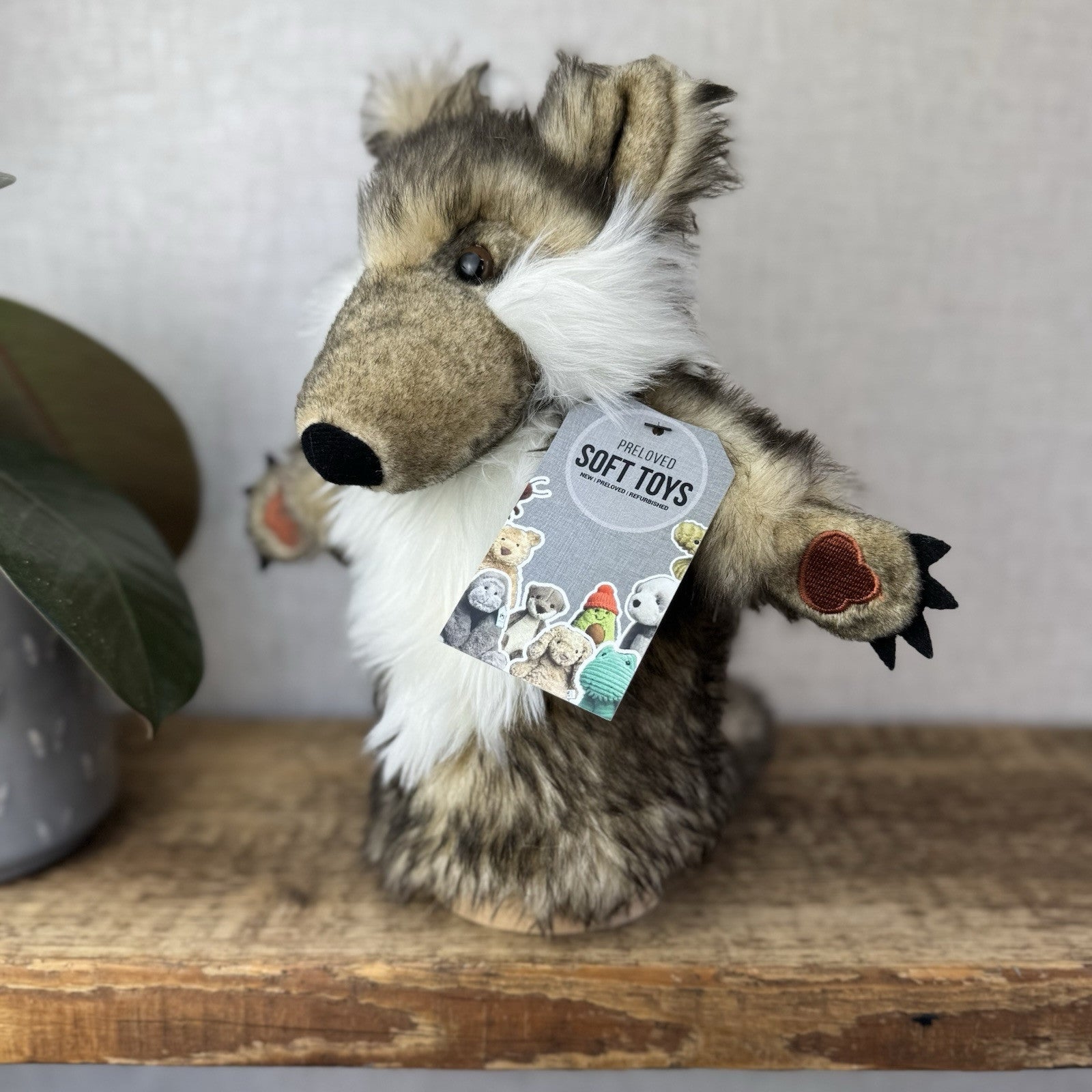 The Puppet Company - Grey Fluffy Wolf Puppet - Fairytail Puppet Soft Play 12"