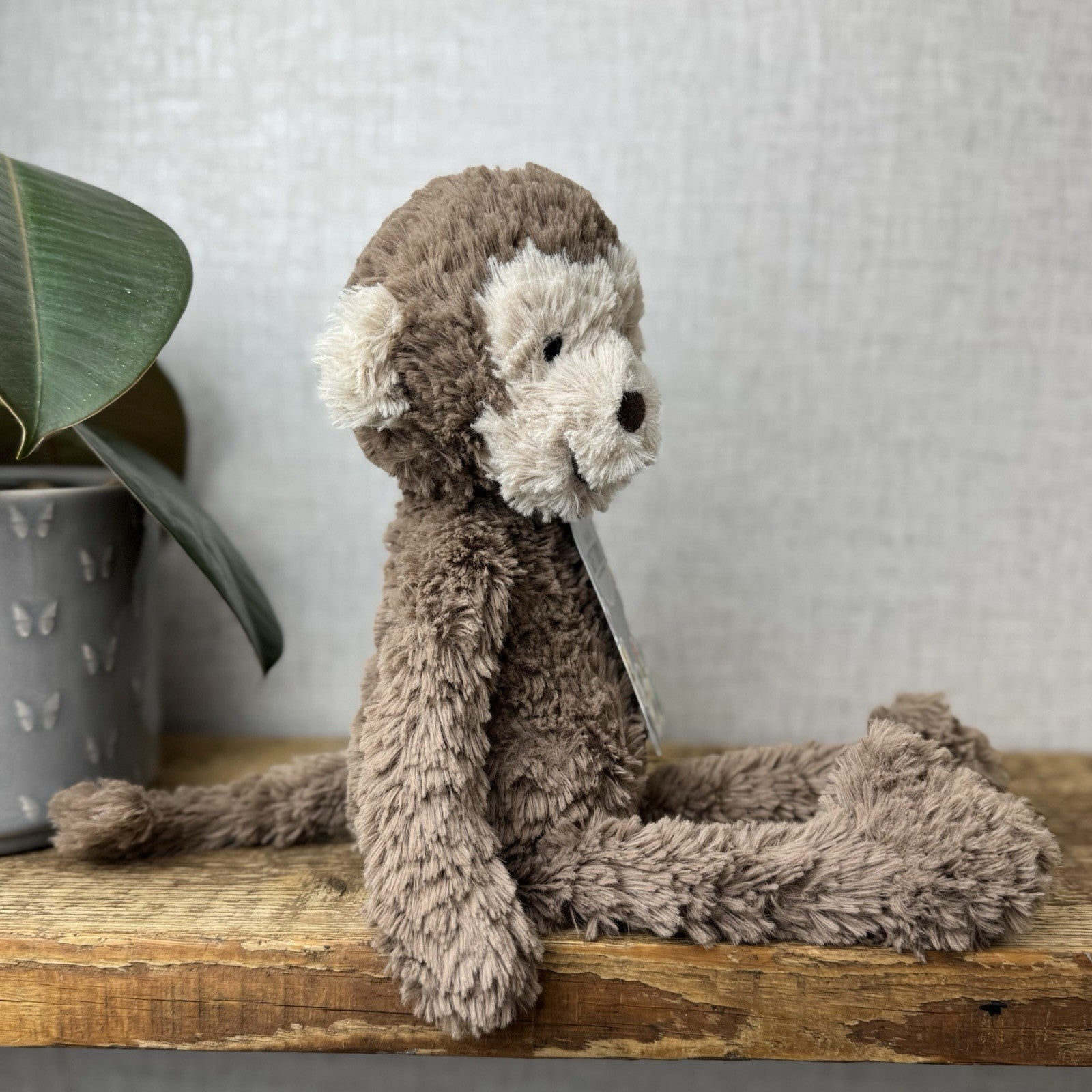 Jellycat Smuffle Monkey - Retired Textured Long Limbed Monkey Light Brown 14"