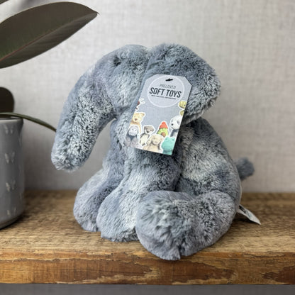 Jellycat Medium Elly Elephant - Grey/Silver Mix Elephant Beanie Super Soft 8”