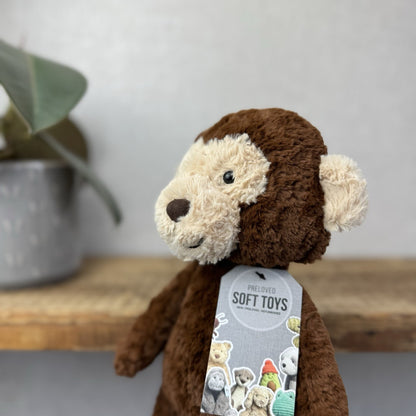 Jellycat Tuffet Monkey - Medium Brown Beanie Plush Textured Soft Toy Retired 12"