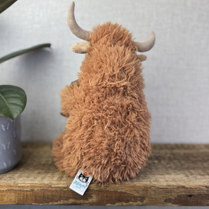 Jellycat Herbie Highland Cow - Longhorn Brown Cow Fluffy Medium Plush 12”