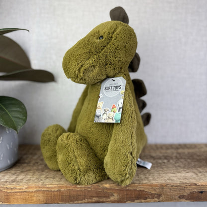 Jellycat Large Bashful Dinosaur - Large Dark Green Dinosaur Retired 16"