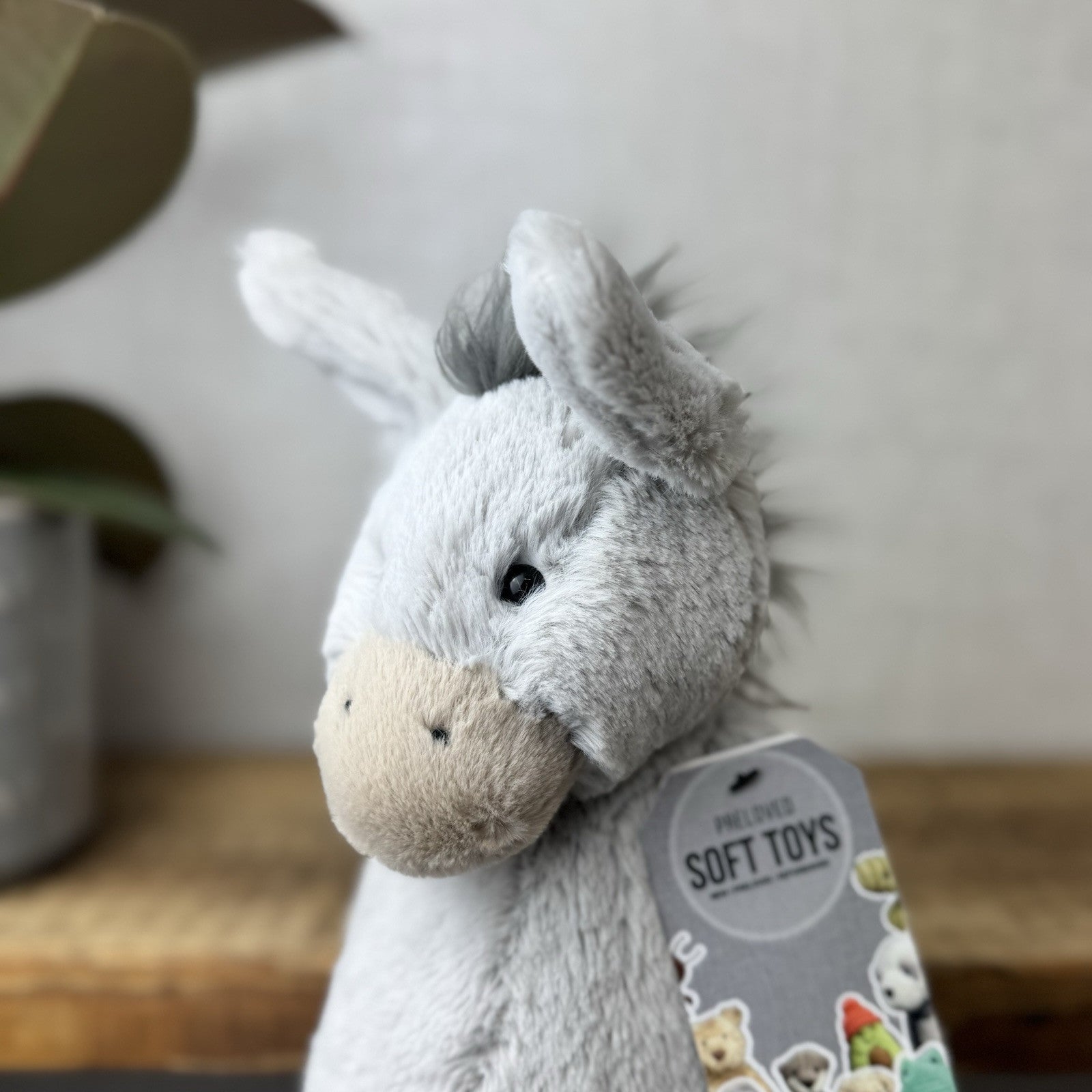 Jellycat Medium Bashful Donkey - Jellycat Donkey - Grey Donkey Beanie 12” (2)