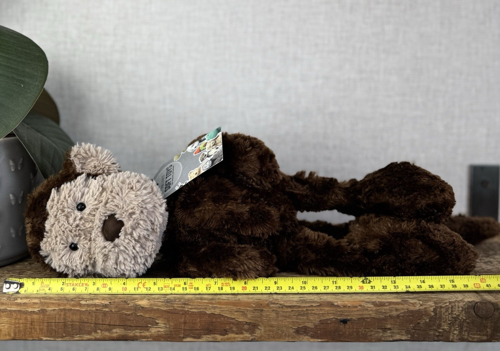 Jellycat Medium Skiffles Monkey - Vintage Textured Beanie Monkey Soft Toy 16"