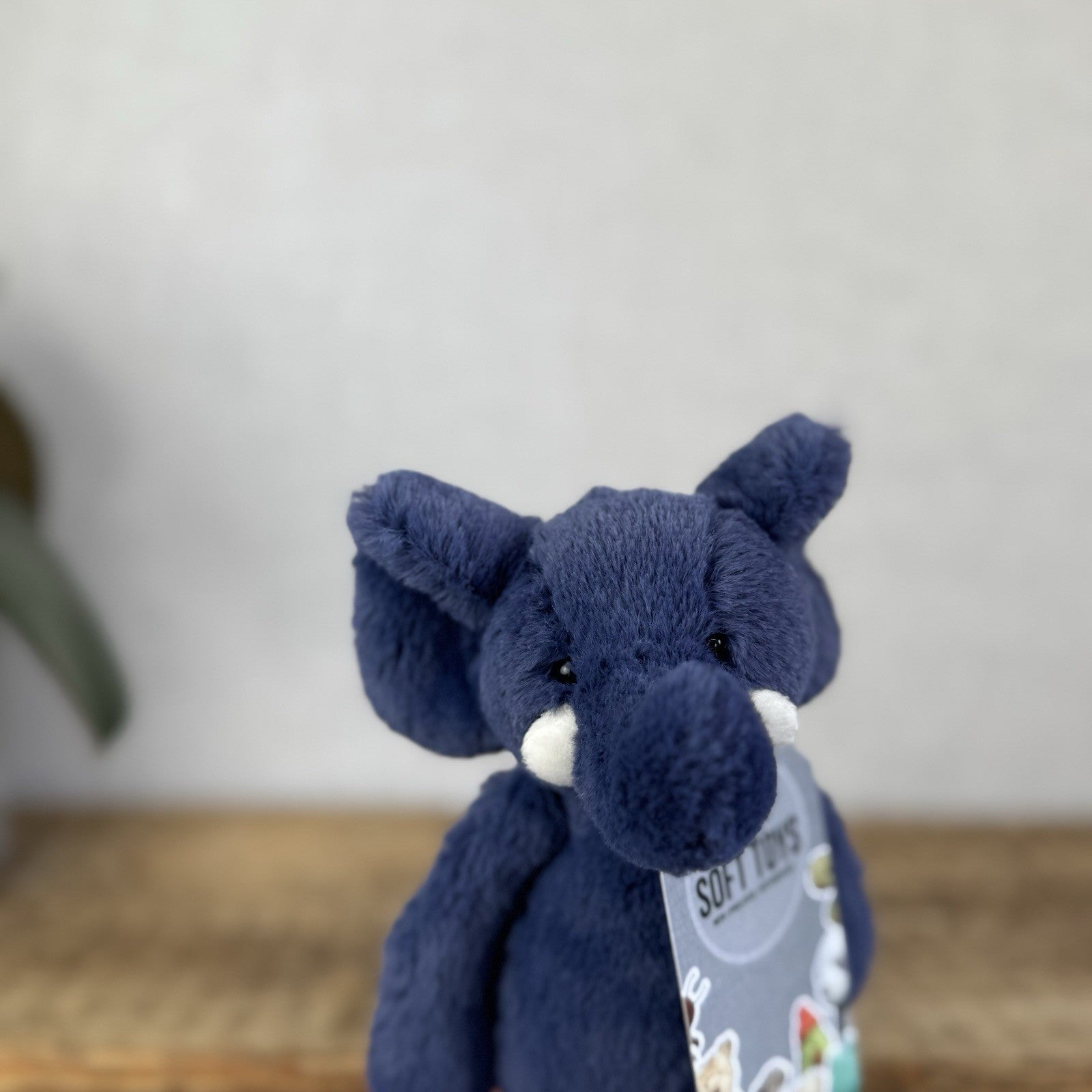 Jellycat Small Bashful Navy Elephant - Bashful Elephant Navy With Tusks NWOT 8"