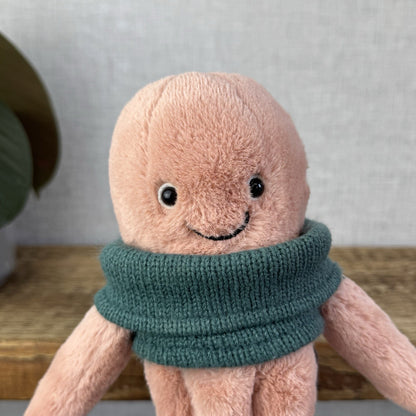 Jellycat Cozy Crew Octopus - Peach Octopus Beanie In A Jumper Cute Retired  5"