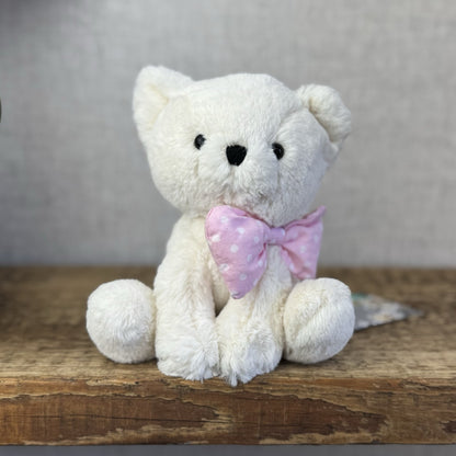 Jellycat Big Bow Cream Kitten - Small White Cat With Pink Bow Retired Small 6”